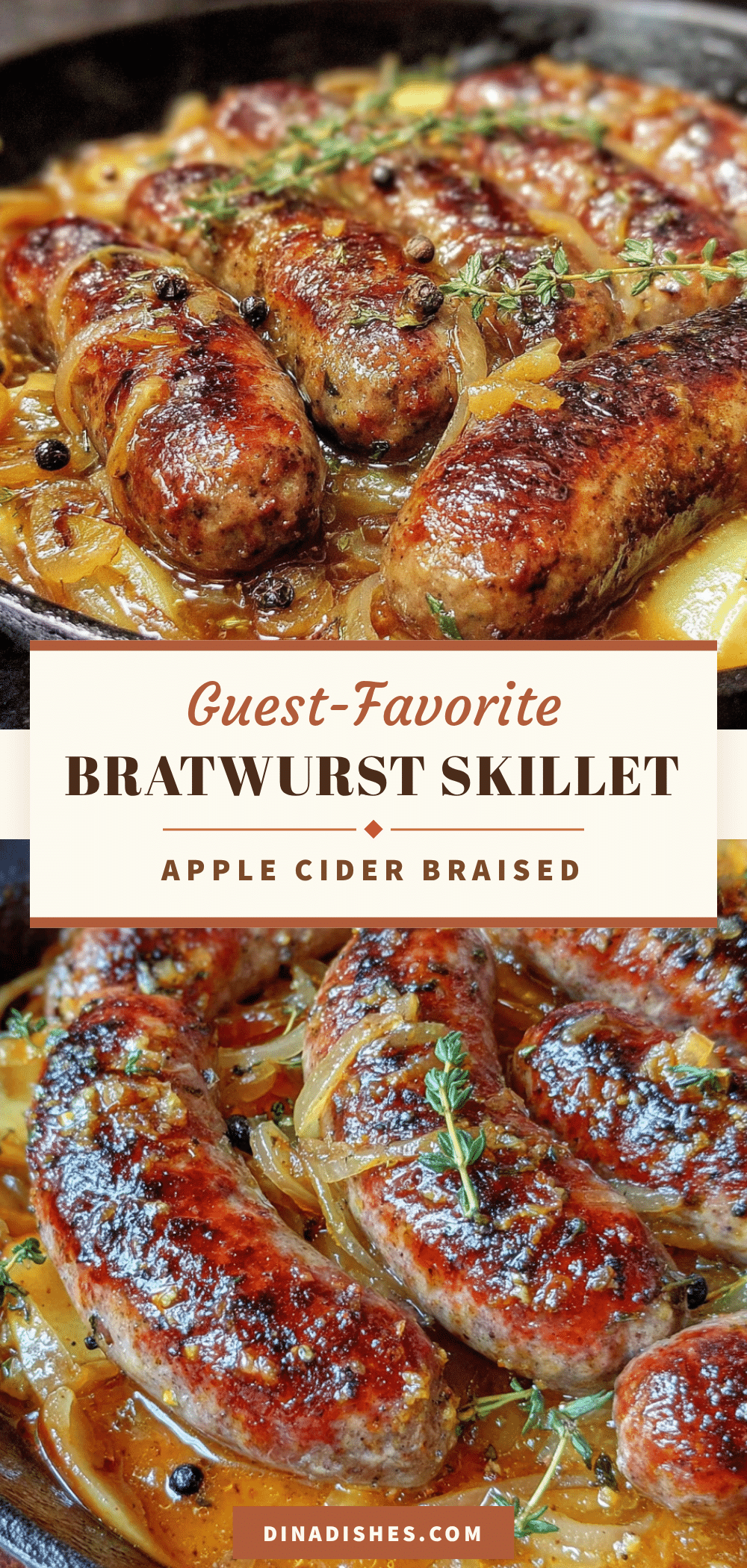 apple cider braised bratwurst skillet recipe