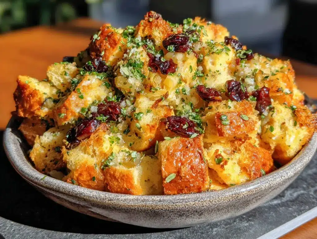 apple cranberry stuffing with fresh herbs - featured image