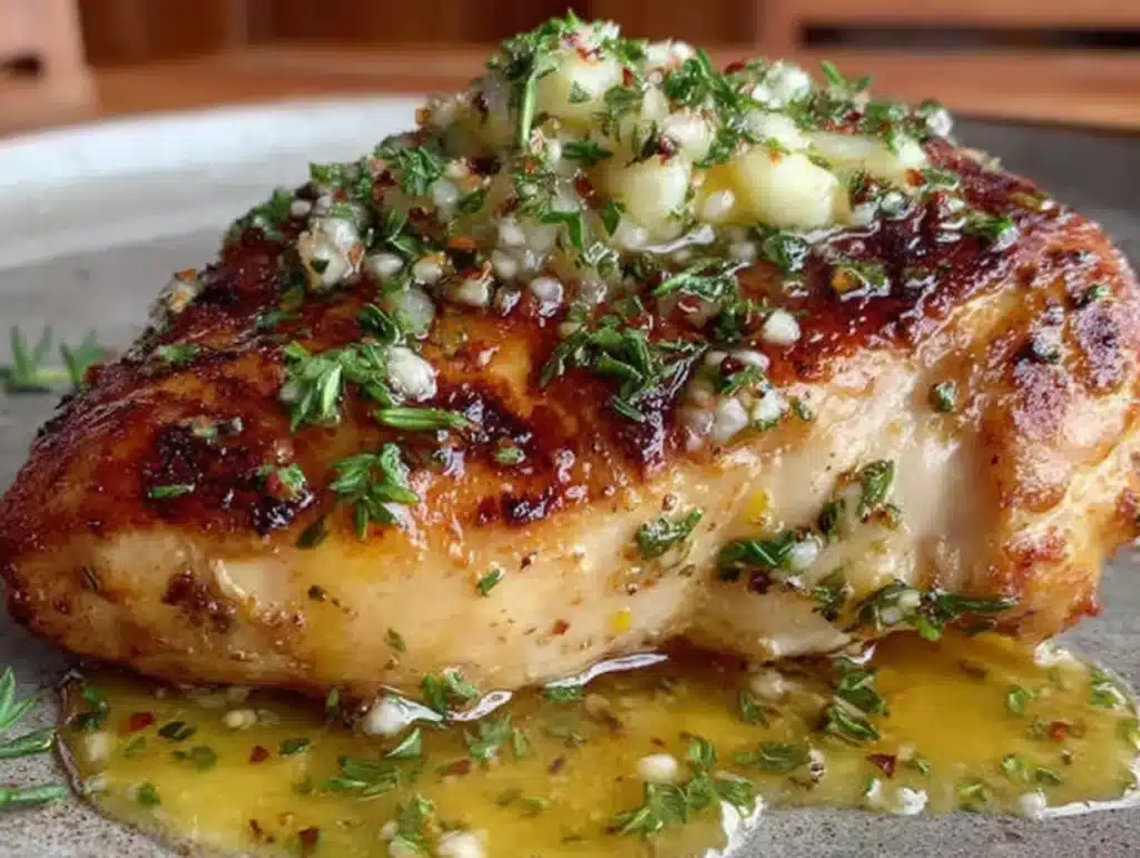 best juiciest herb butter crockpot chicken - featured image