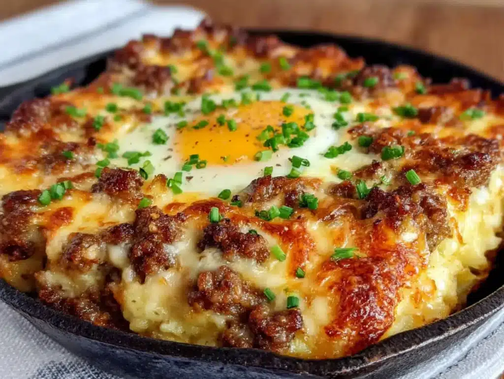 breakfast casserole with sausage and hash browns - featured image