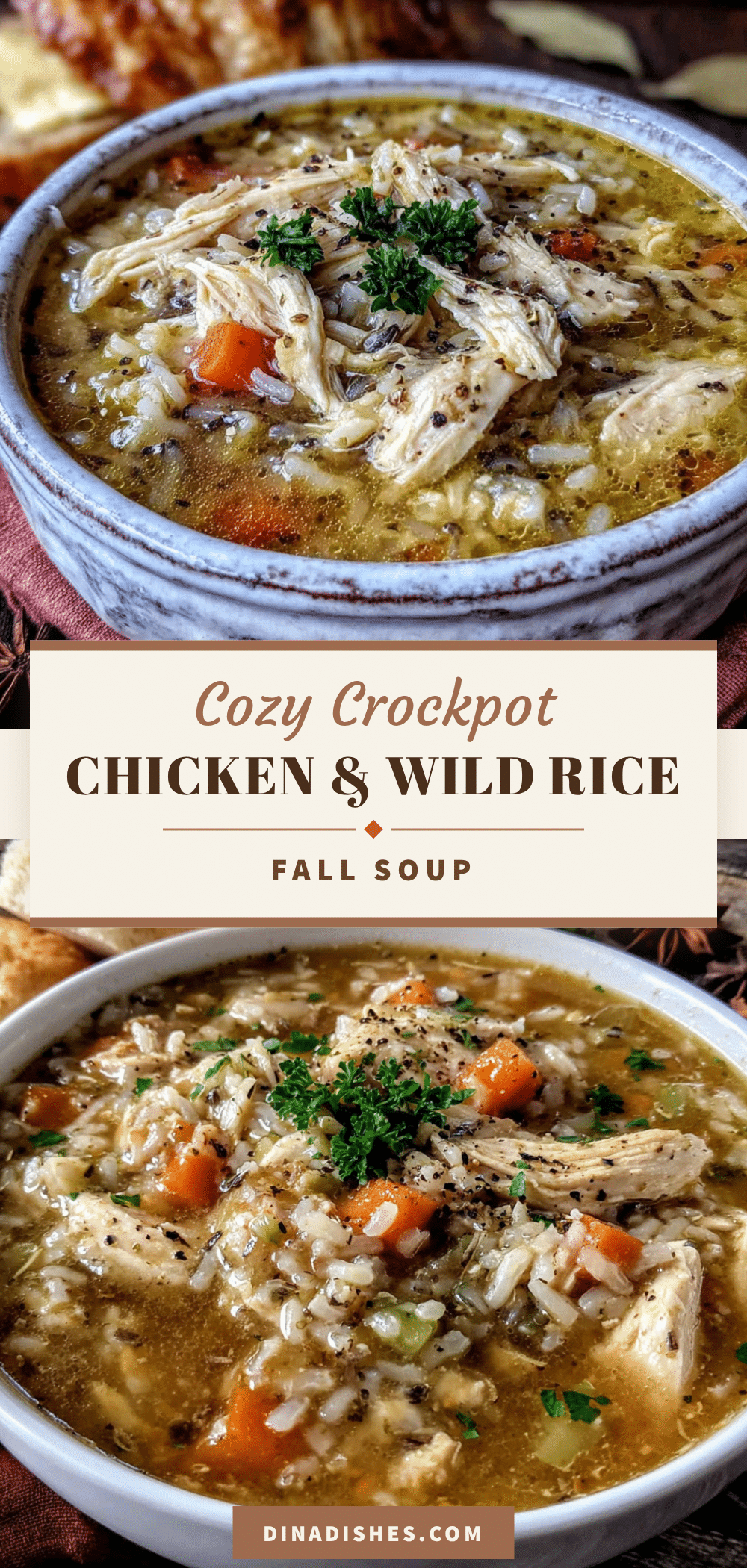 Cozy Crockpot Chicken and Wild Rice Fall Soup recipe