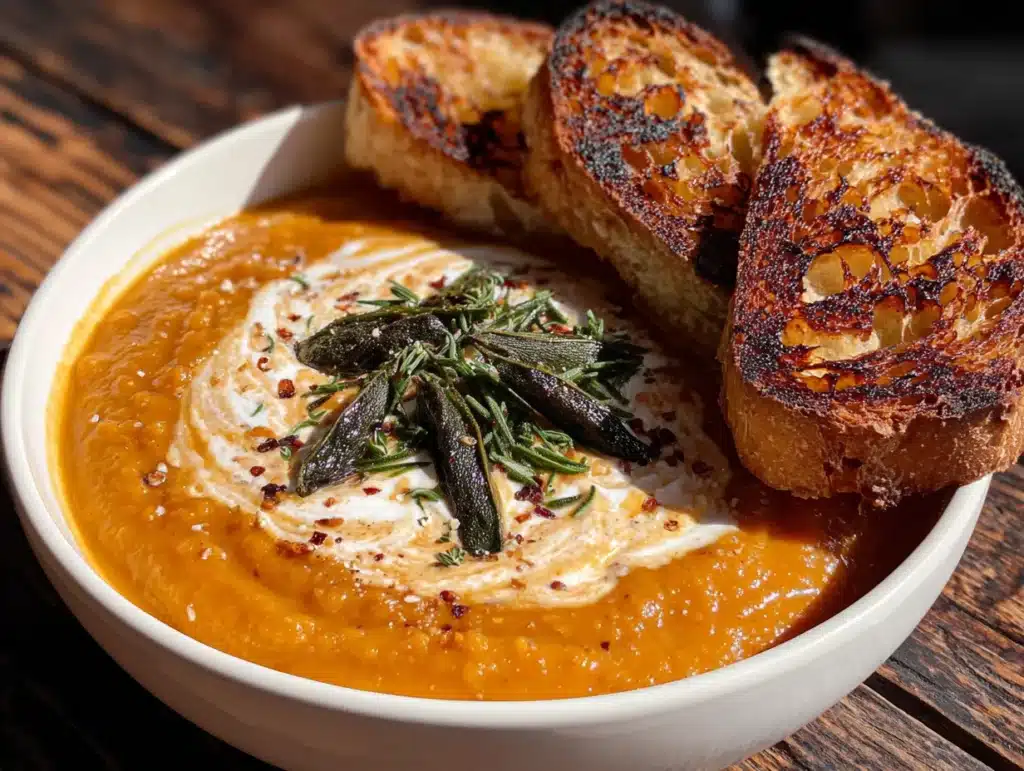 cozy pumpkin soup - featured image