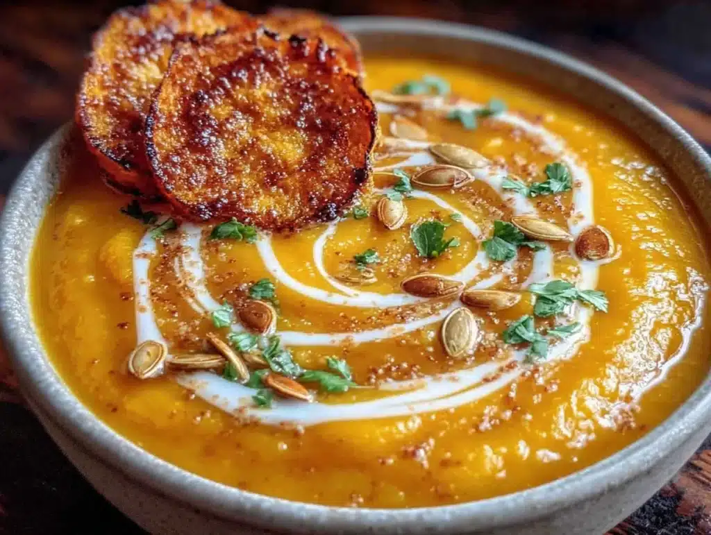 creamy honeynut squash soup with coconut milk - featured image
