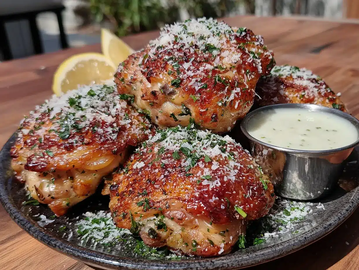 crispy air fryer chicken thighs with garlic parmesan preparation steps