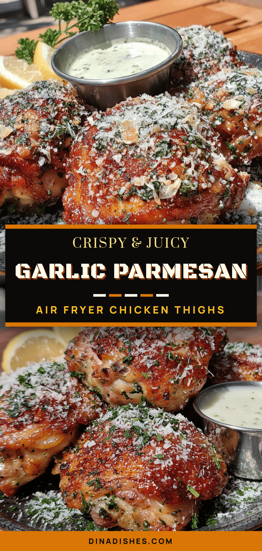 crispy air fryer chicken thighs with garlic parmesan recipe