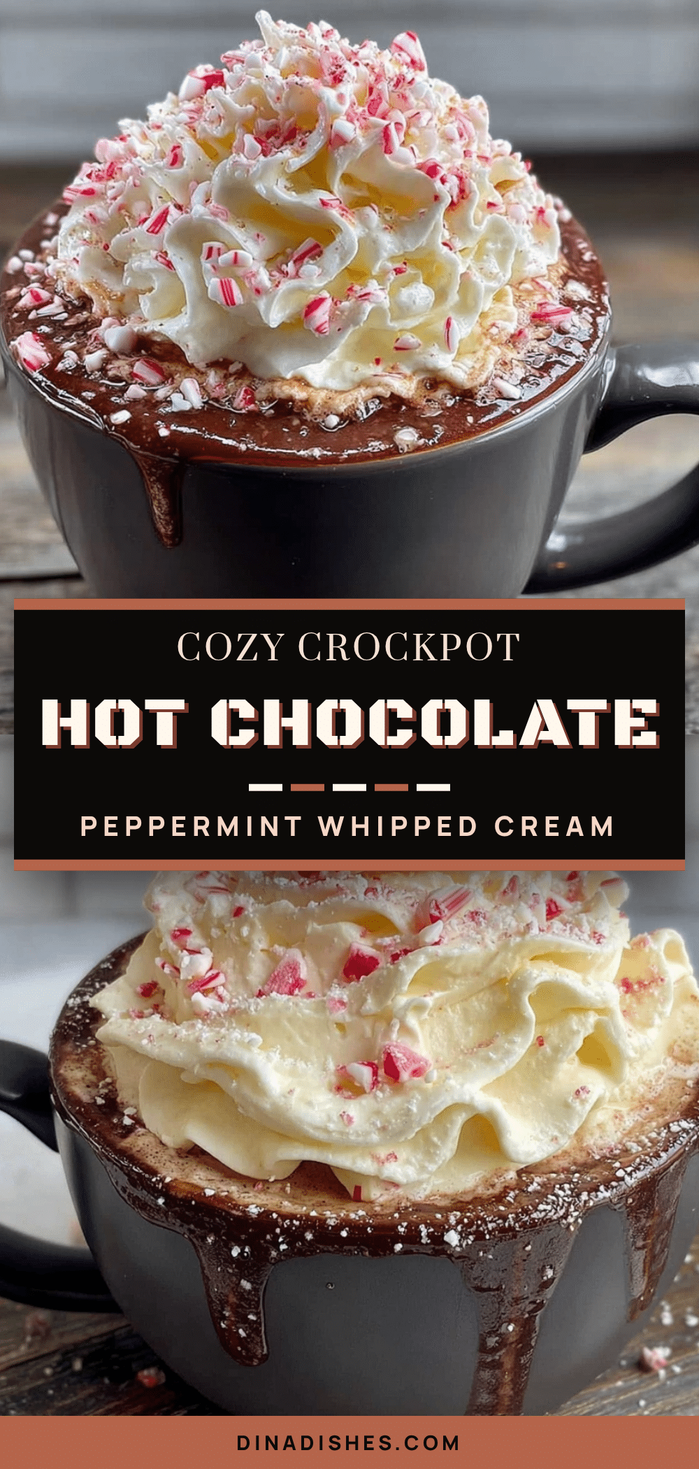 crockpot hot chocolate with peppermint whipped cream recipe