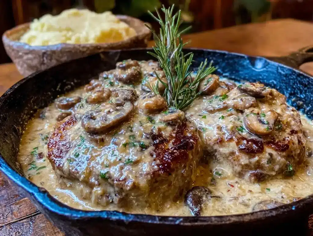 crockpot pork chops with mushroom gravy - featured image