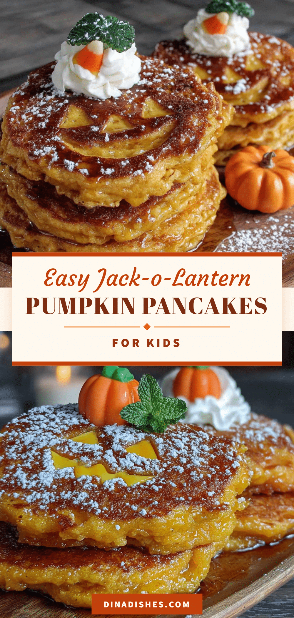 easy jack-o-lantern pumpkin pancakes for kids recipe