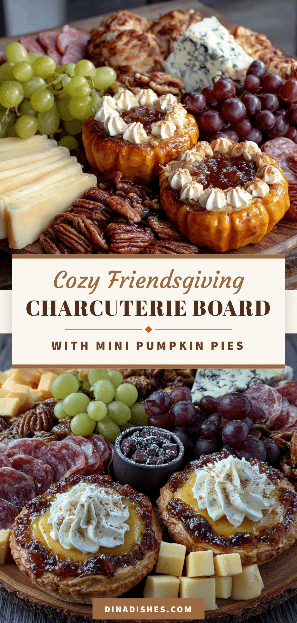 Friendsgiving charcuterie board mini pumpkin pies recipe
