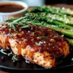 honey garlic salmon with asparagus - featured image