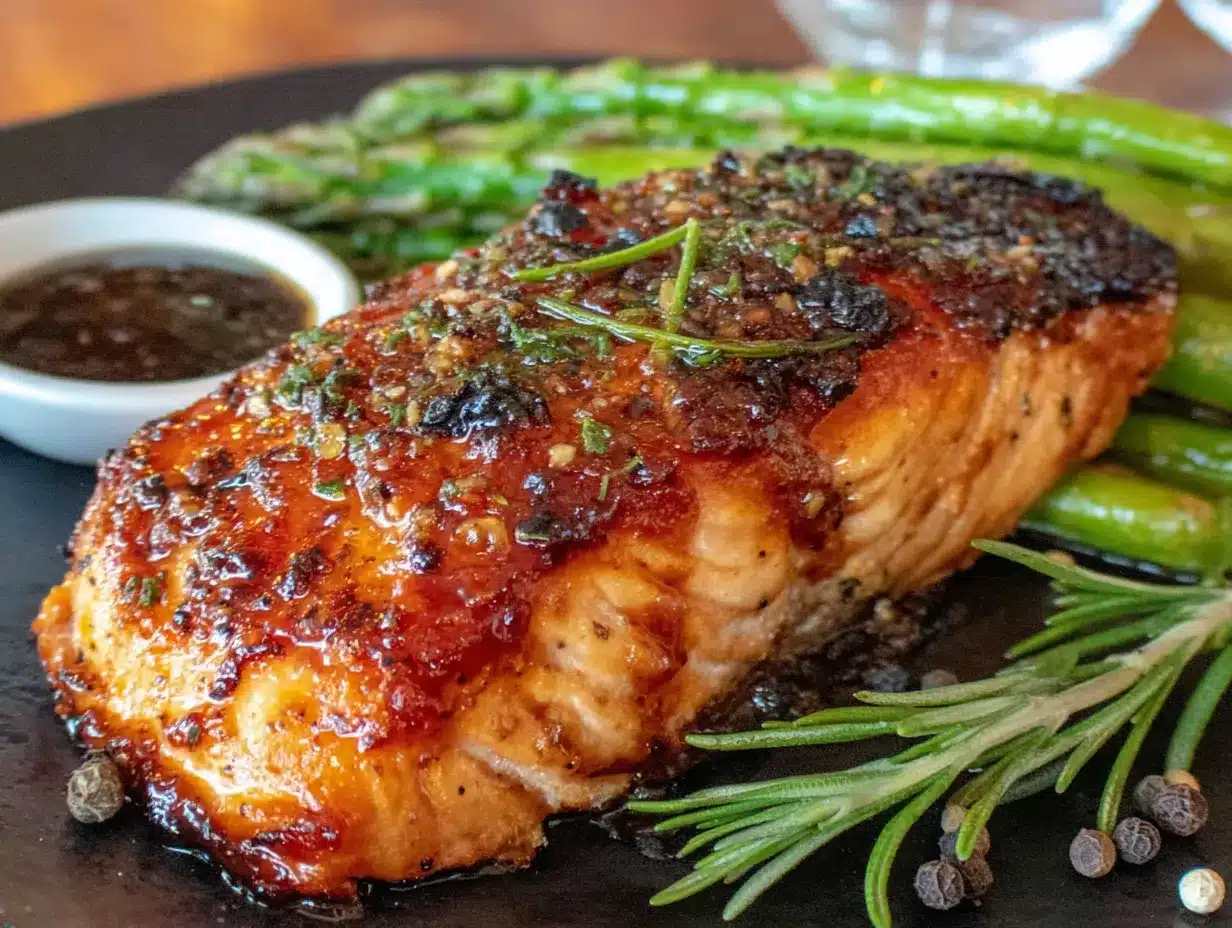 honey garlic salmon with asparagus preparation steps