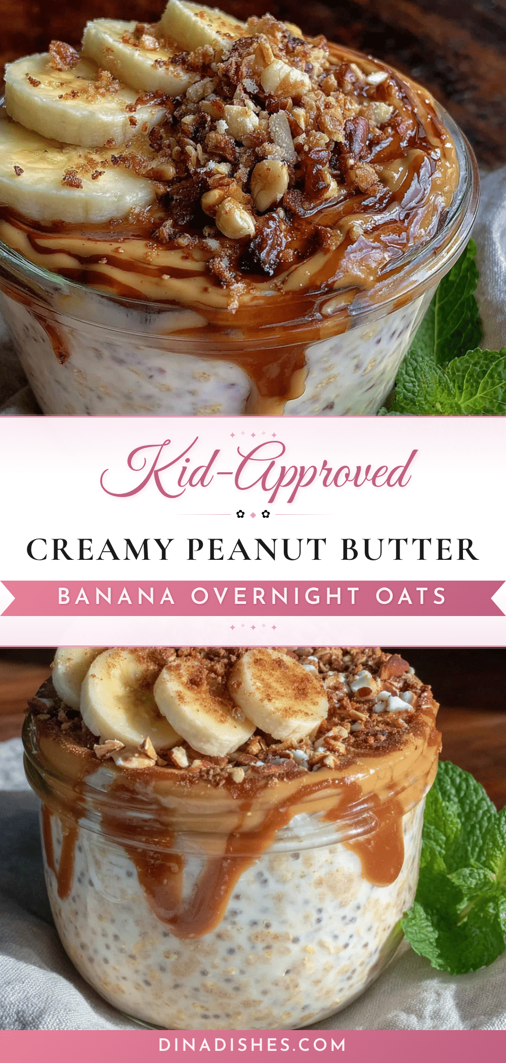 kid-approved creamy peanut butter banana overnight oats recipe