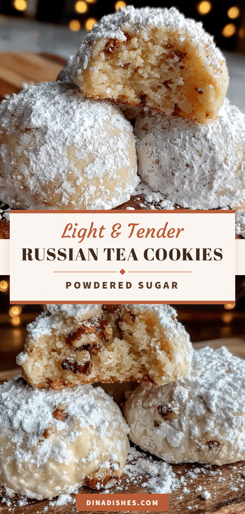 Light & Tender Russian Tea Cookies with Powdered Sugar recipe