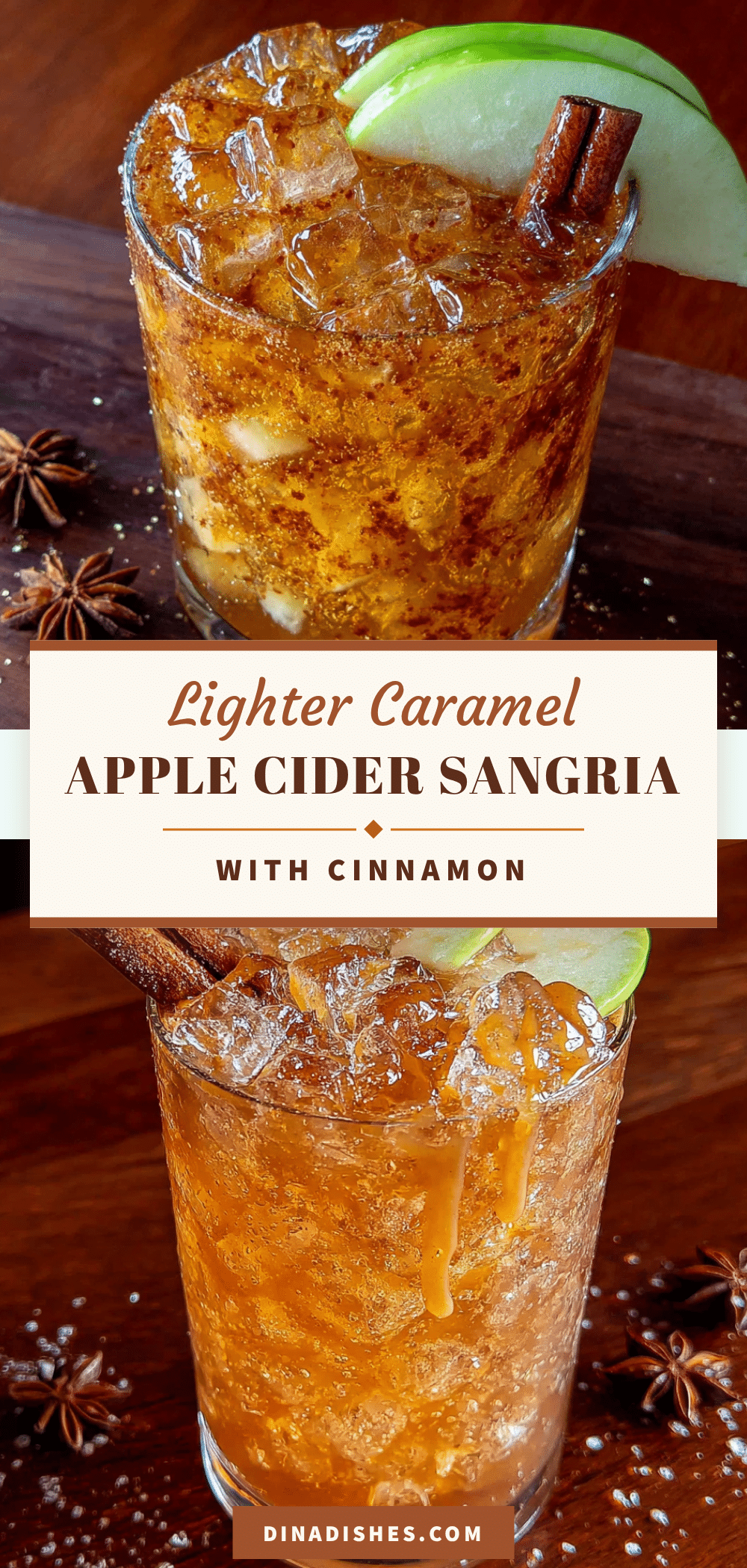 lighter caramel apple cider sangria with cinnamon recipe