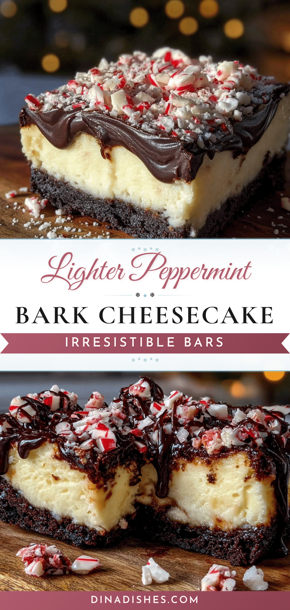 lighter peppermint bark cheesecake bars recipe