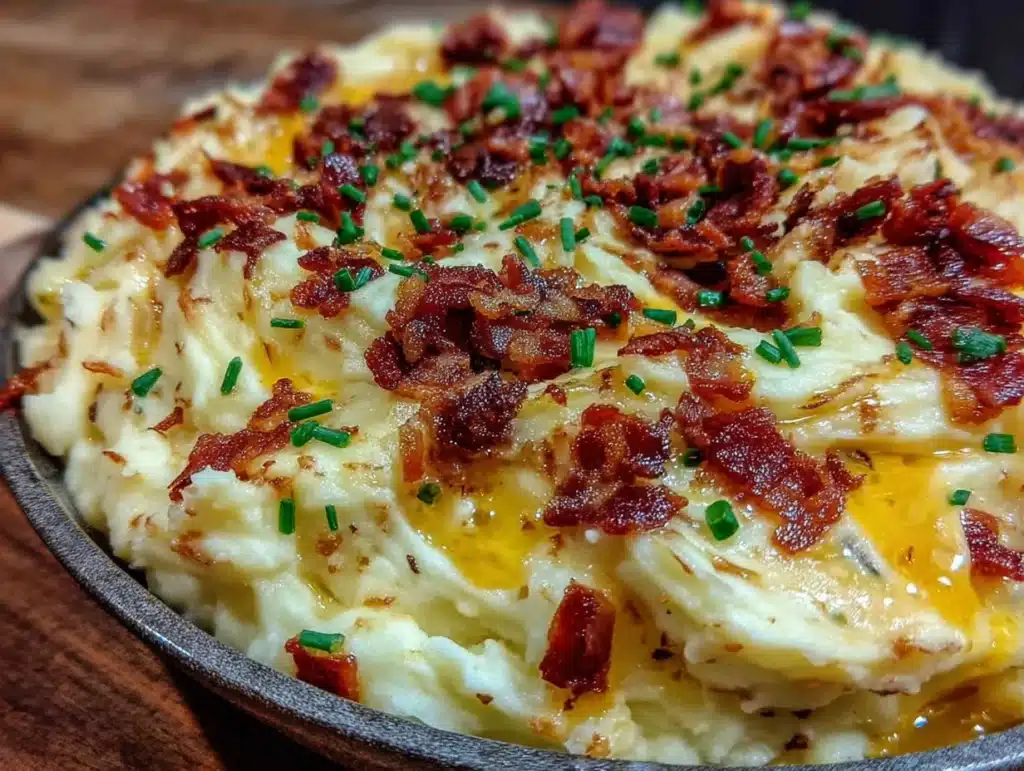 loaded mashed potato bar with bacon - featured image
