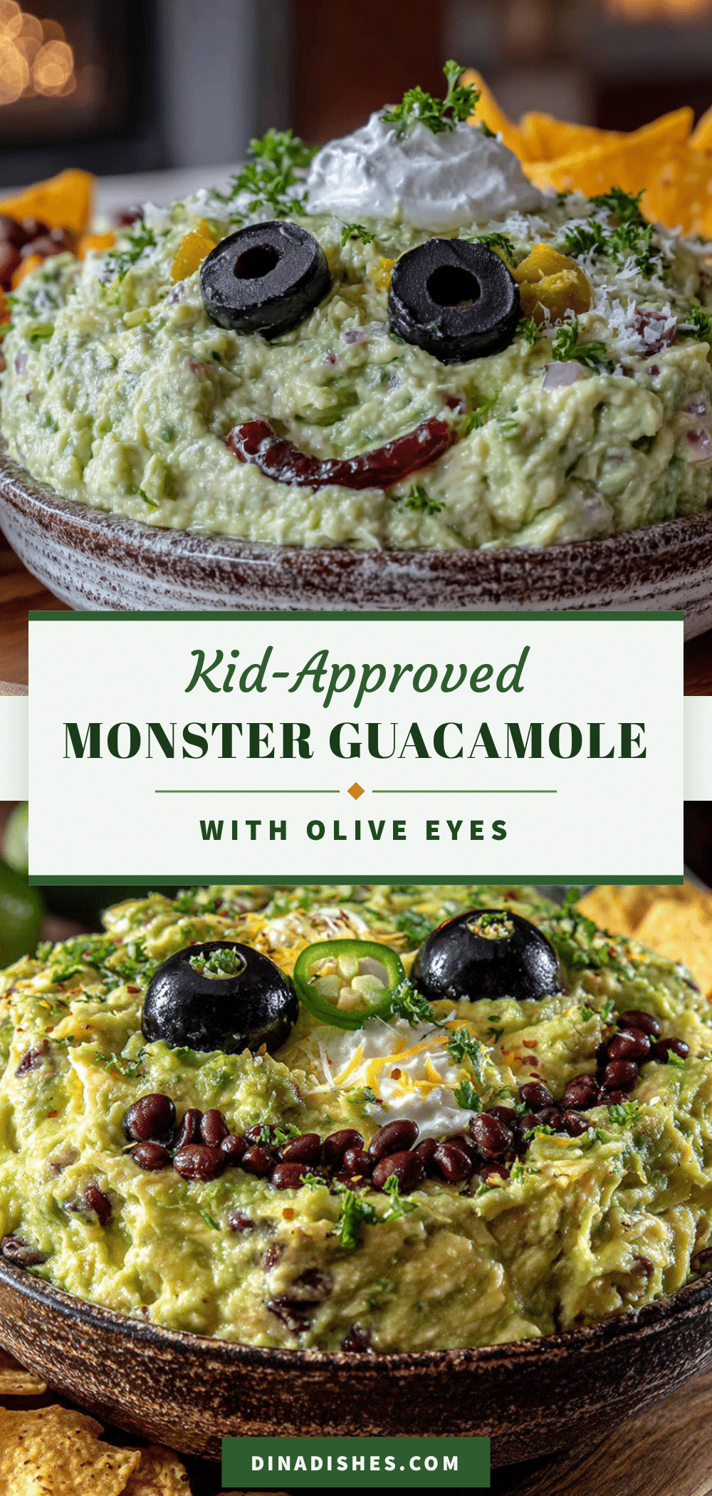 monster guacamole dip with olive eyes recipe