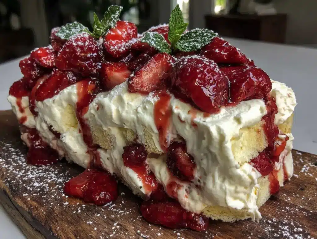 no-bake strawberry shortcake icebox cake - featured image