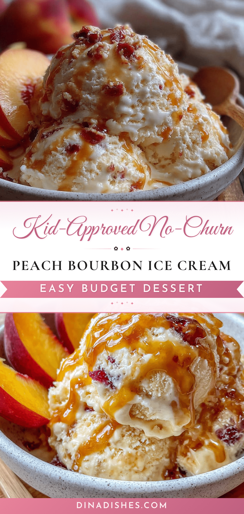 no-churn peach bourbon ice cream recipe