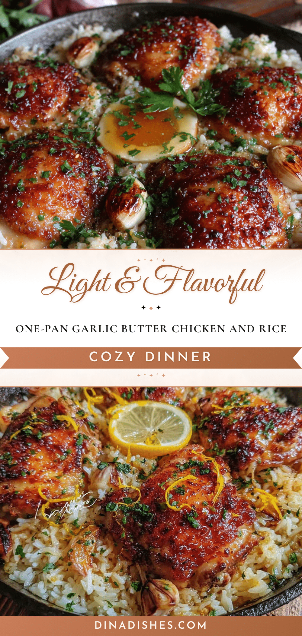 one-pan garlic butter chicken and rice recipe