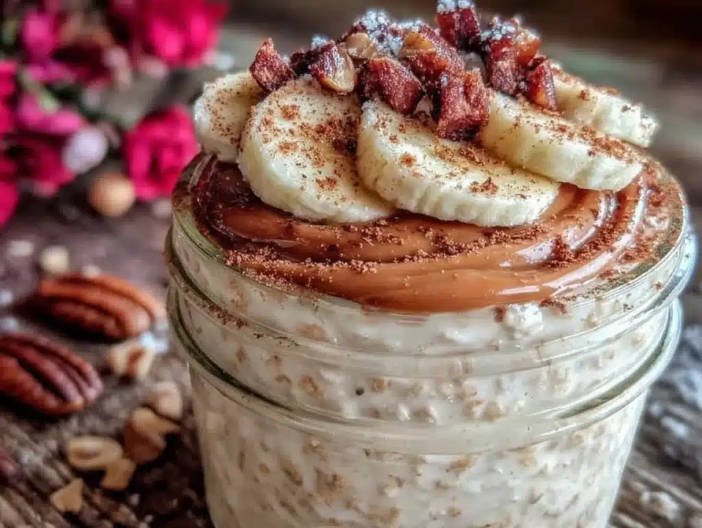 peanut butter banana overnight oats - featured image