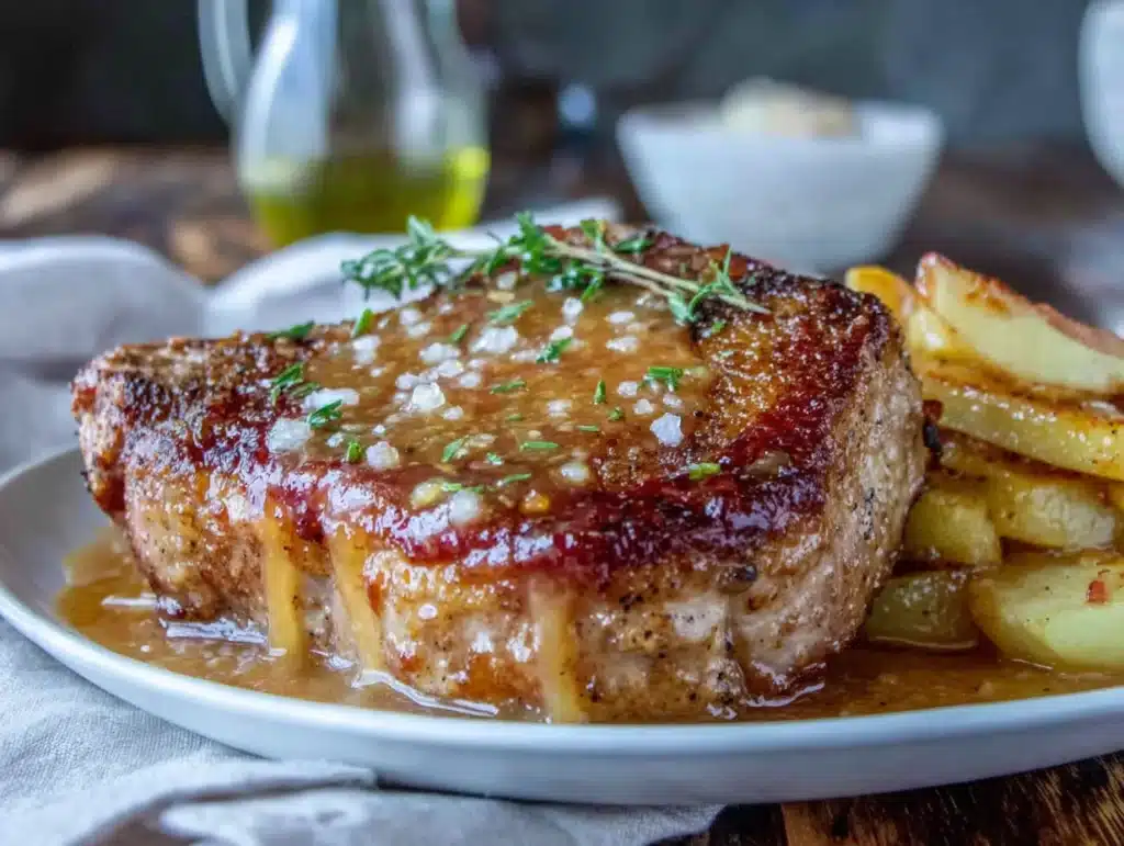quick apple cider pork chops - featured image
