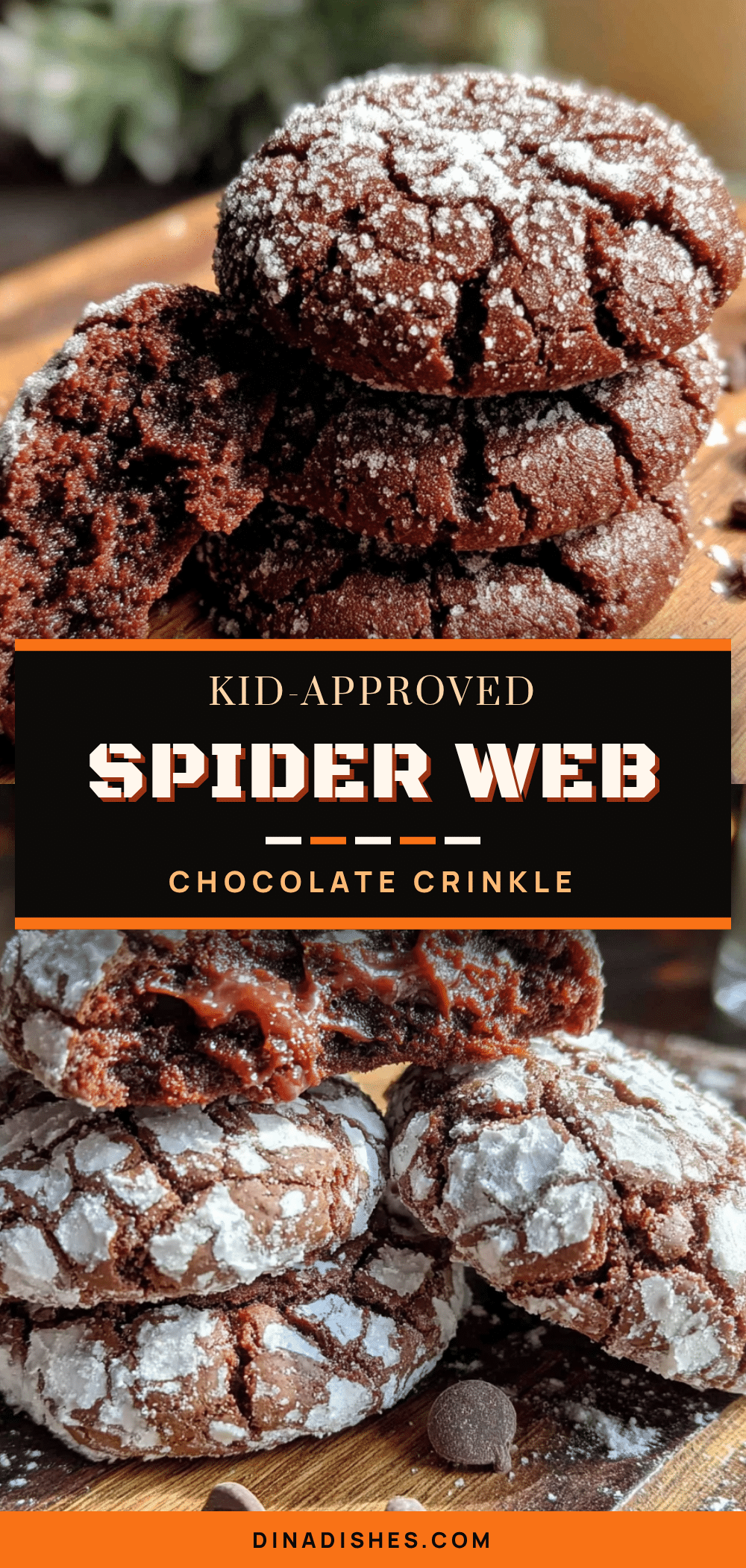 spider web chocolate crinkle cookies recipe