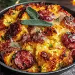 wholesome cornbread dressing with andouille sausage - featured image