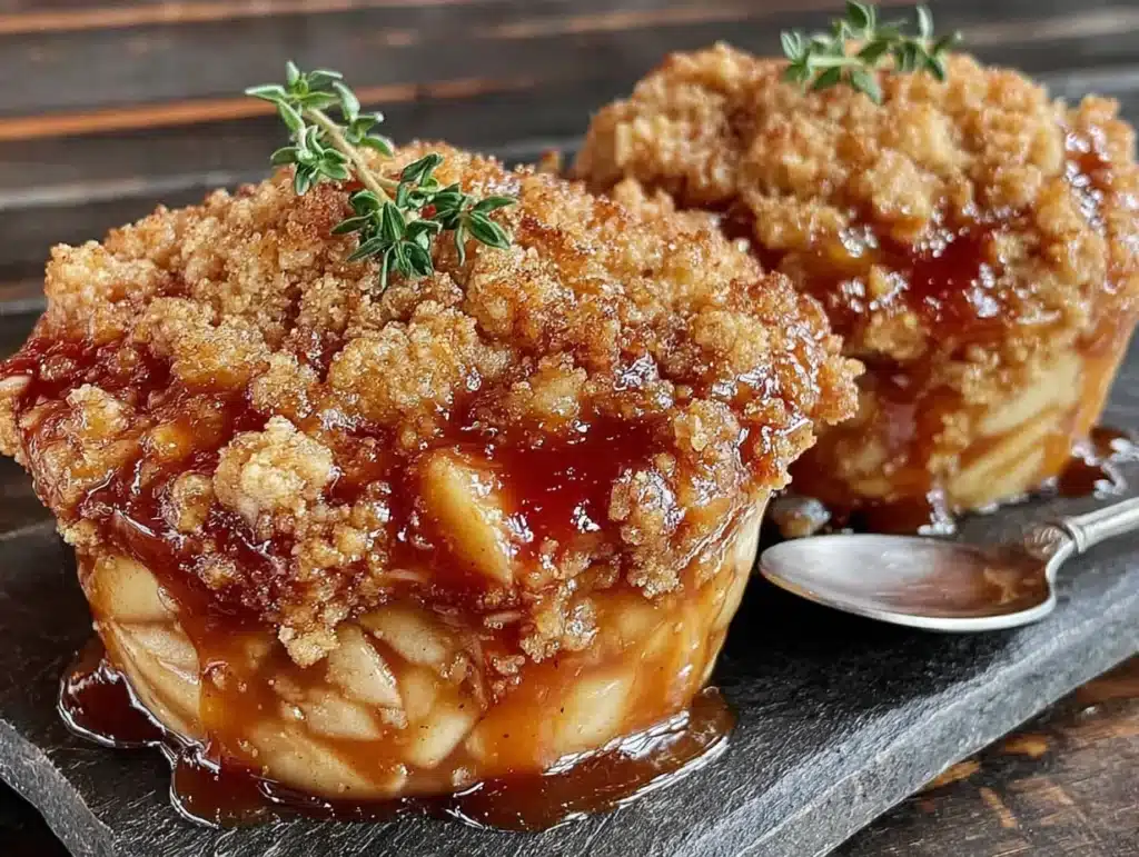 apple cider caramel crisp for two - featured image