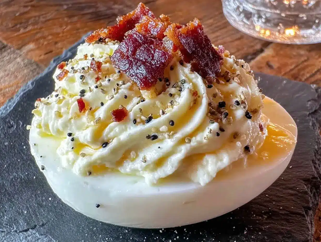 Bacon Everything Bagel Deviled Eggs preparation steps
