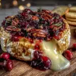 baked brie with cranberry pecans - featured image