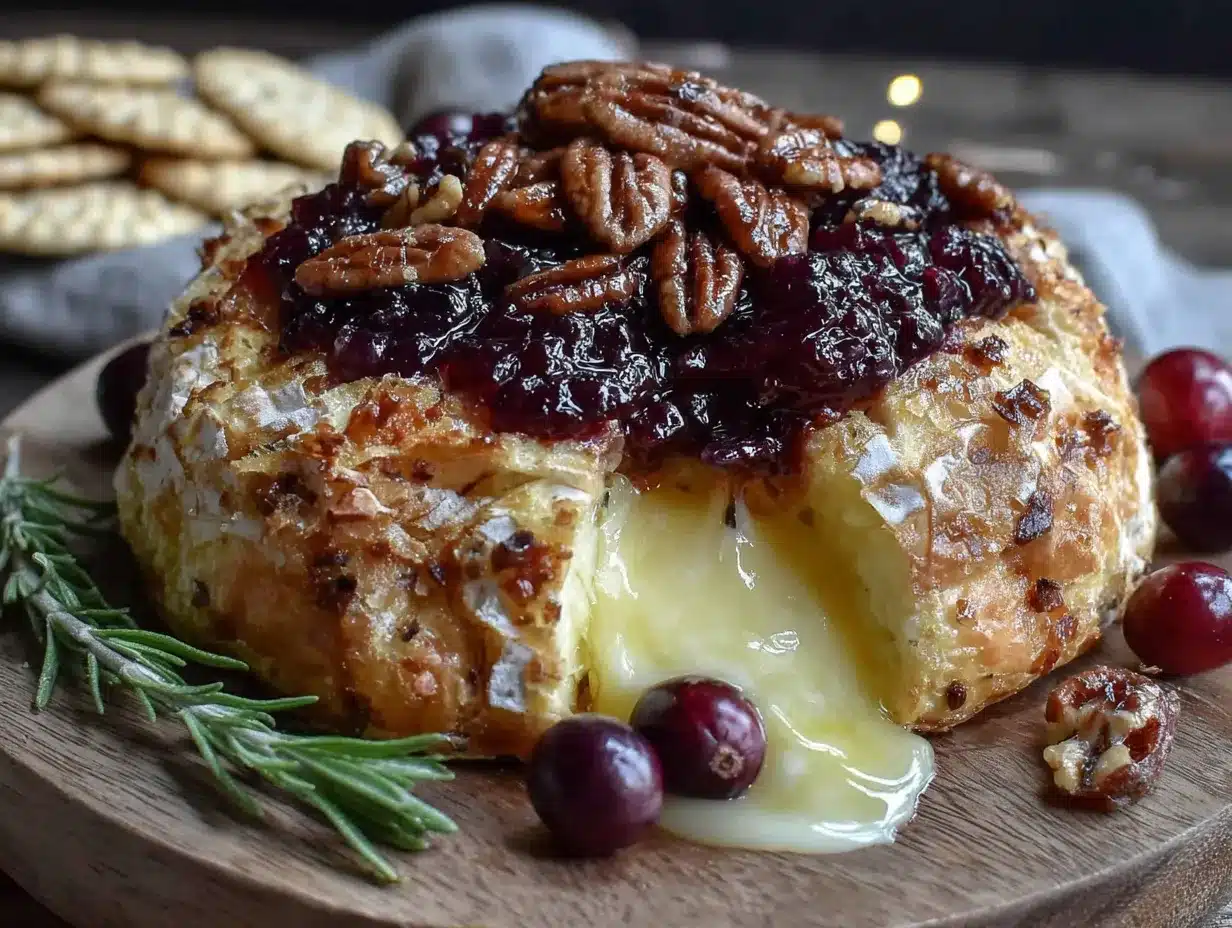 baked brie with cranberry pecans preparation steps