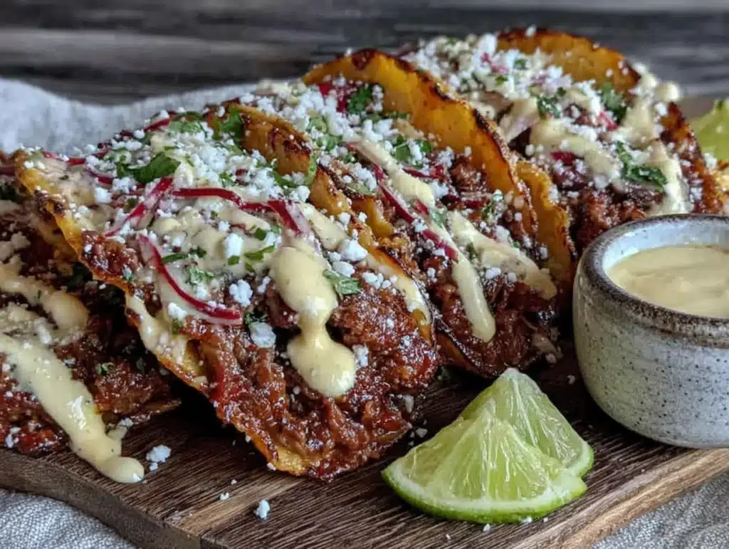 beef tacos with lime crema - featured image