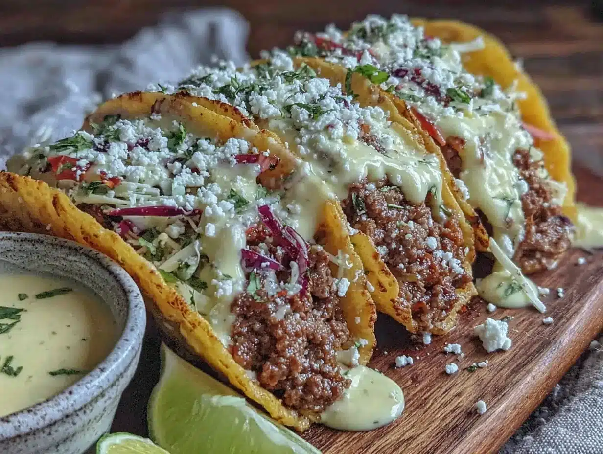 beef tacos with lime crema preparation steps