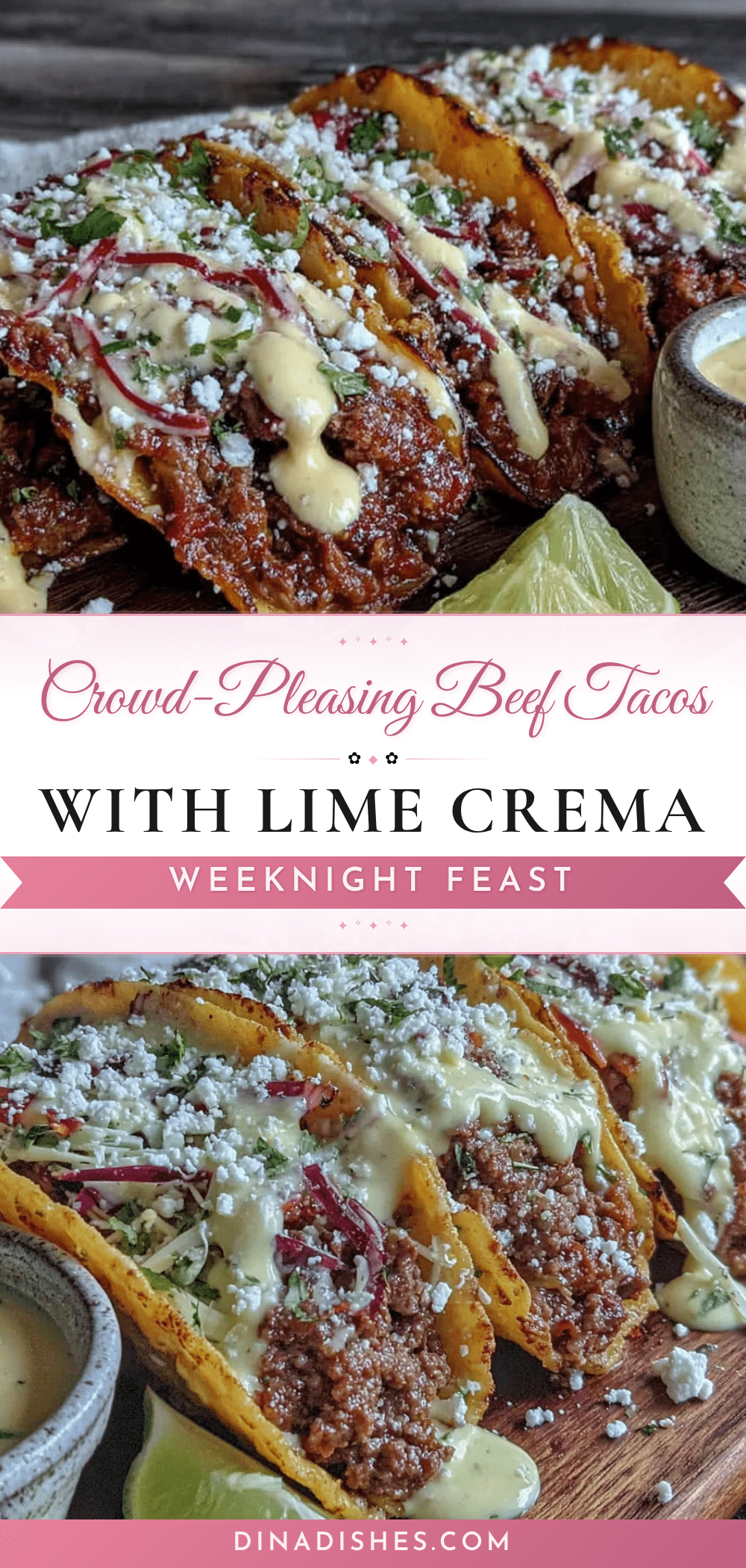 beef tacos with lime crema recipe