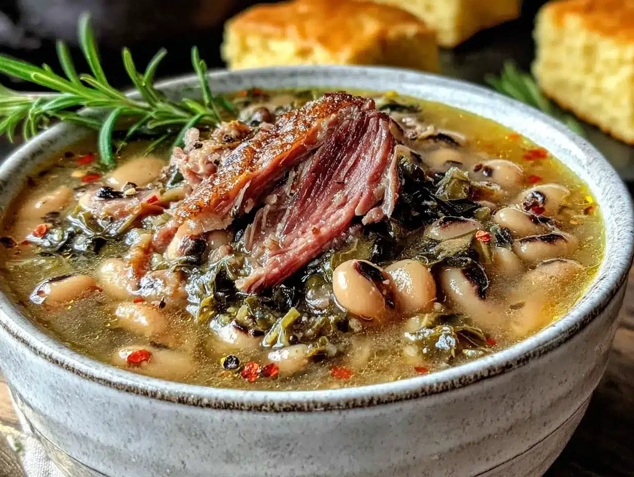 black-eyed pea and collard greens soup preparation steps