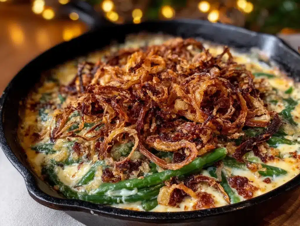 brown butter green bean casserole - featured image