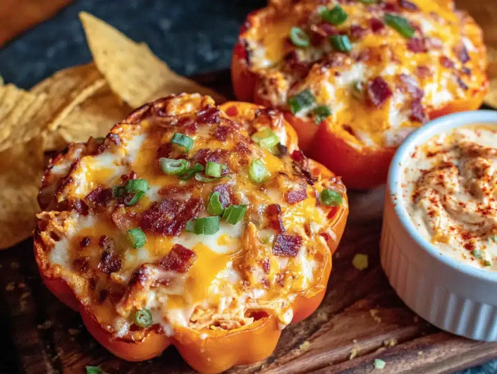 buffalo chicken dip stuffed peppers - featured image