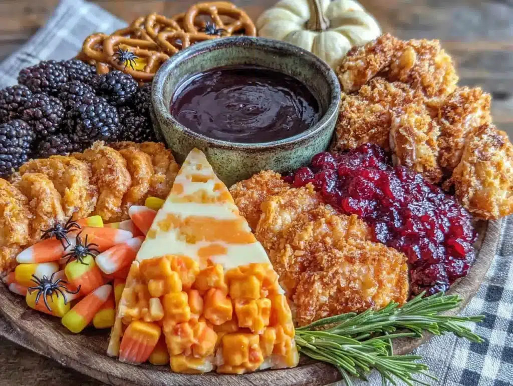 candy corn cheese charcuterie board - featured image