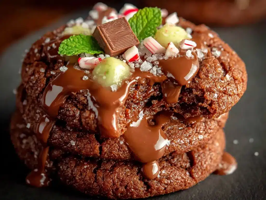 chocolate mint christmas cookies - featured image