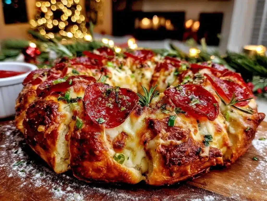 Christmas Pepperoni Wreath Pizza - featured image