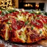 Christmas Pepperoni Wreath Pizza - featured image