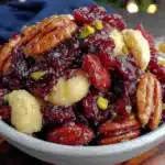 christmas snack mix with cranberries - featured image