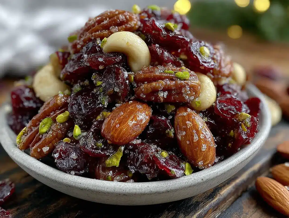 christmas snack mix with cranberries preparation steps