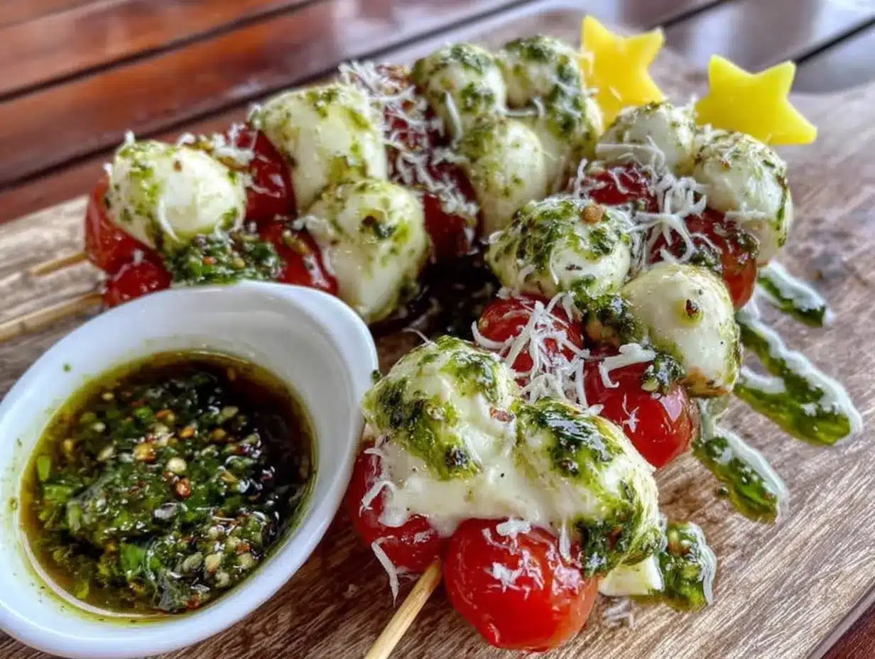 Christmas Tree Caprese Skewers preparation steps