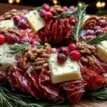 christmas wreath charcuterie board - featured image