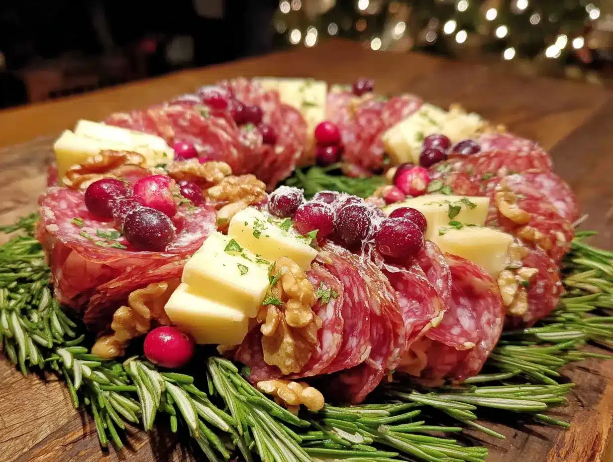 christmas wreath charcuterie board preparation steps