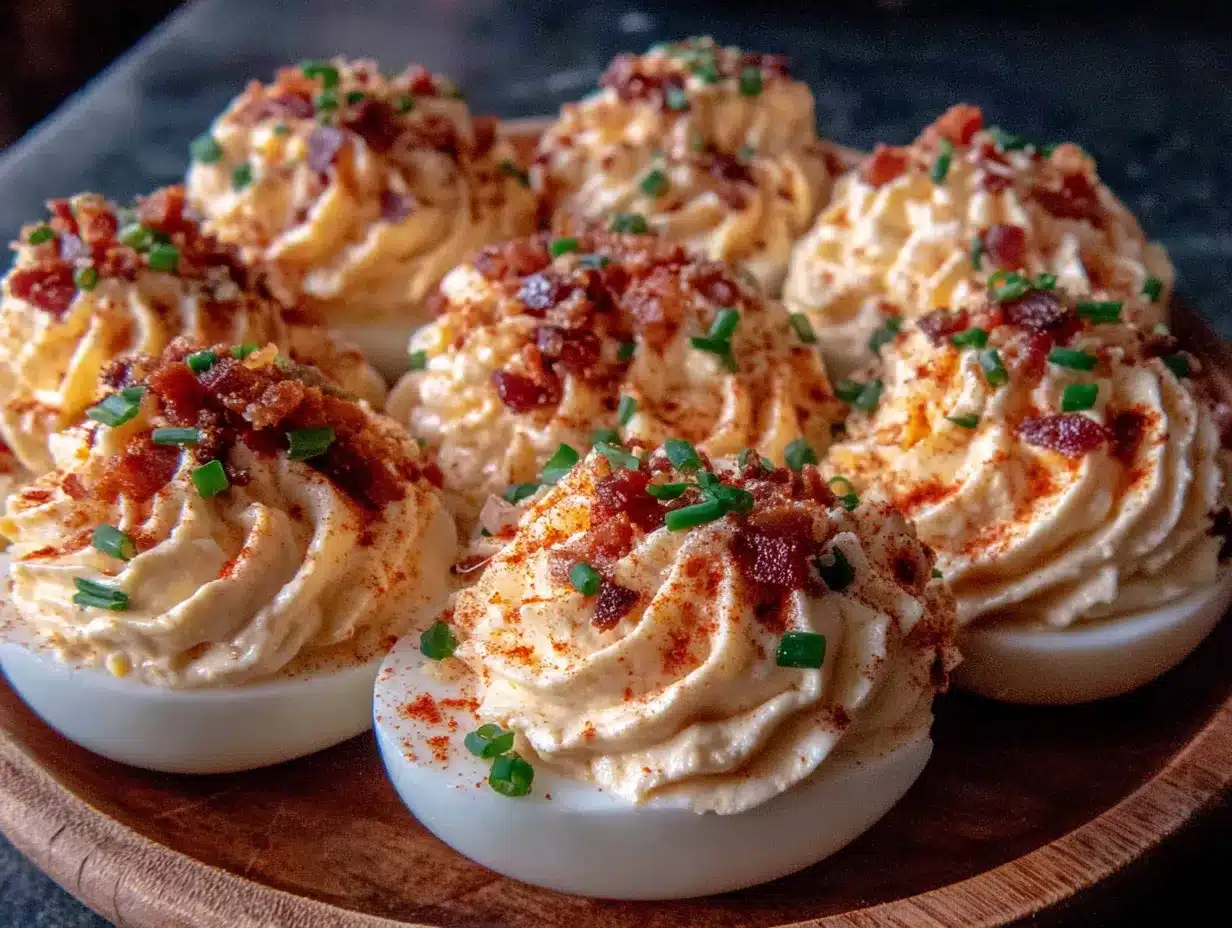 Classic Loaded Deviled Eggs with Crispy Bacon preparation steps