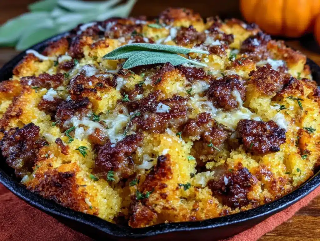 cornbread stuffing with sausage and sage - featured image