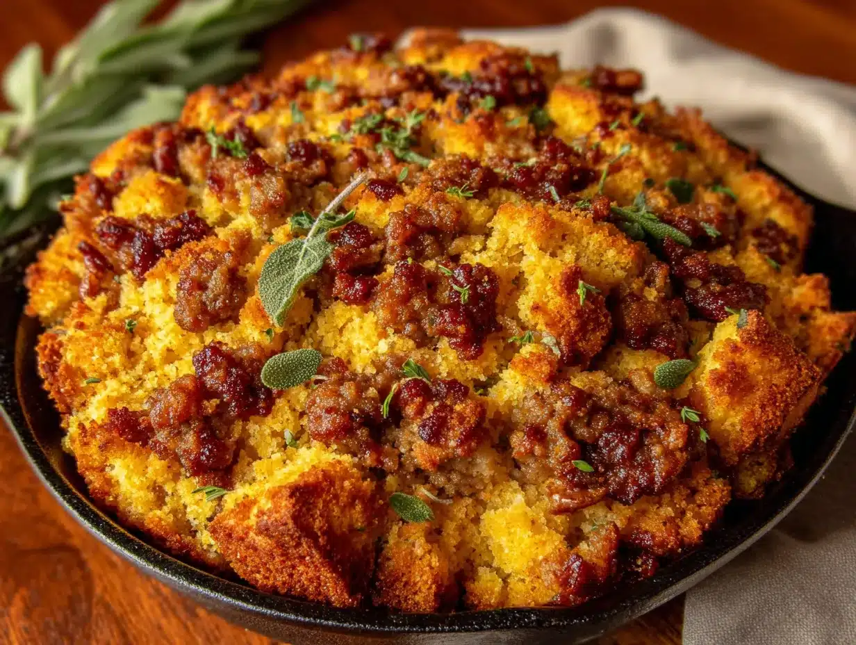 cornbread stuffing with sausage and sage preparation steps